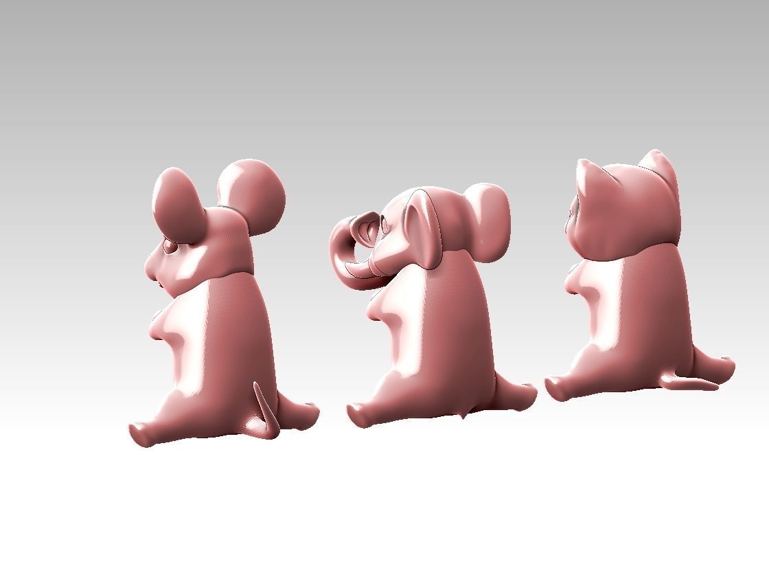 elephant mouse cat  3D print model_17