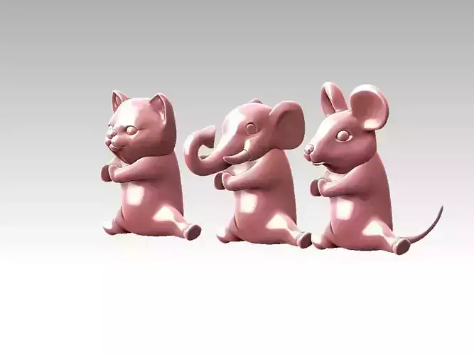 elephant mouse cat  3D print model