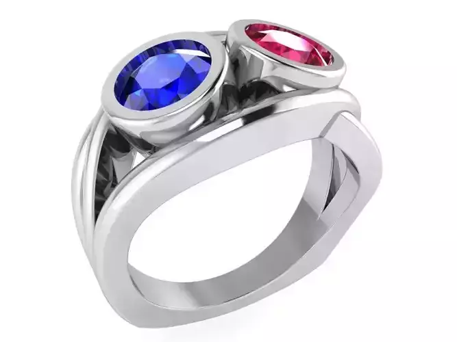 Blue and red diamond ring 2743 3D print model  3D print model