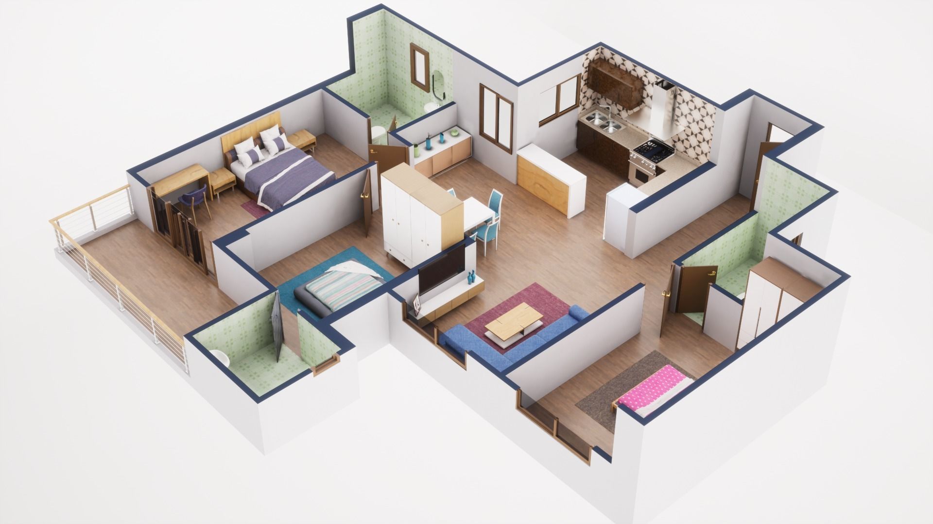 3D Floor Plan Model 44 3D model_2