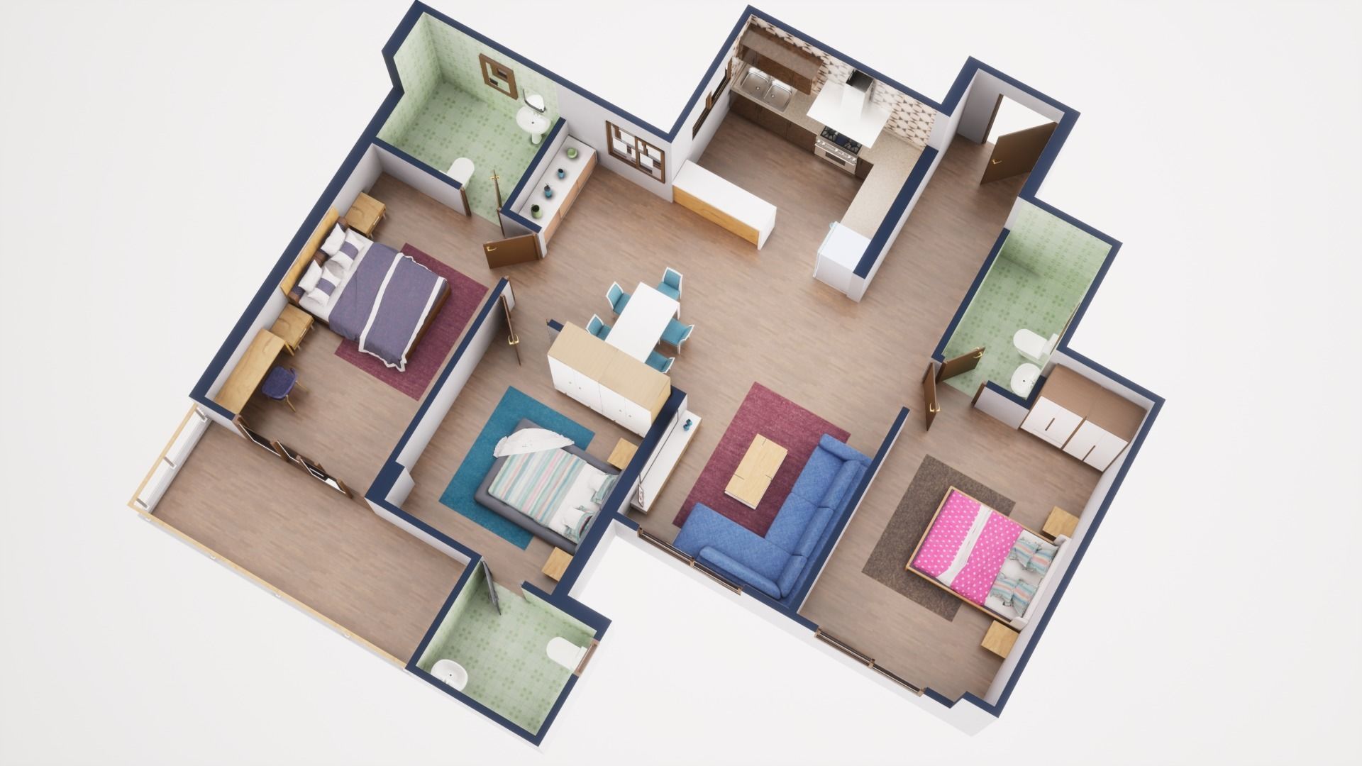 3D Floor Plan Model 44 3D model_3