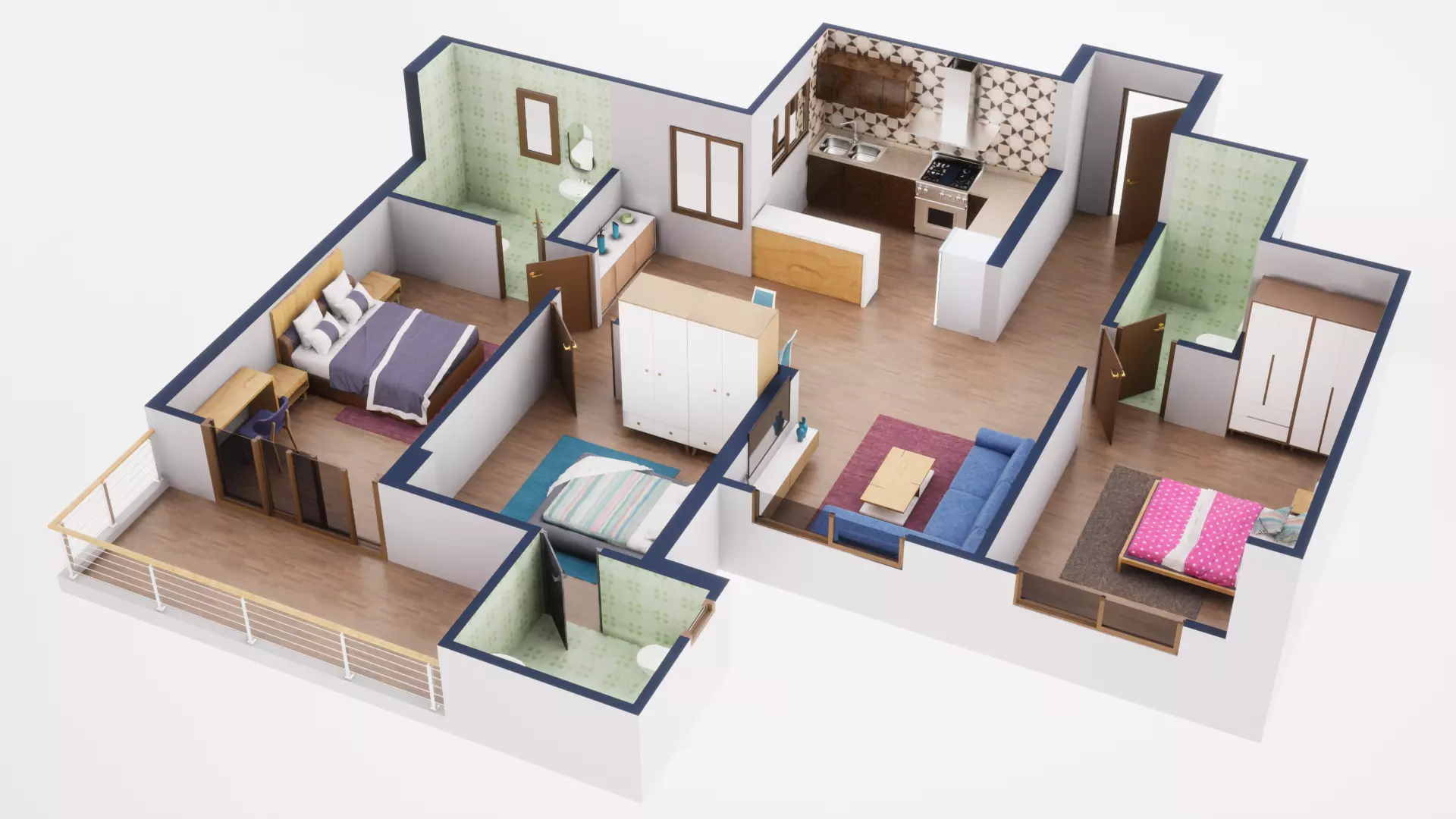 3D Floor Plan Model 44 3D model_0