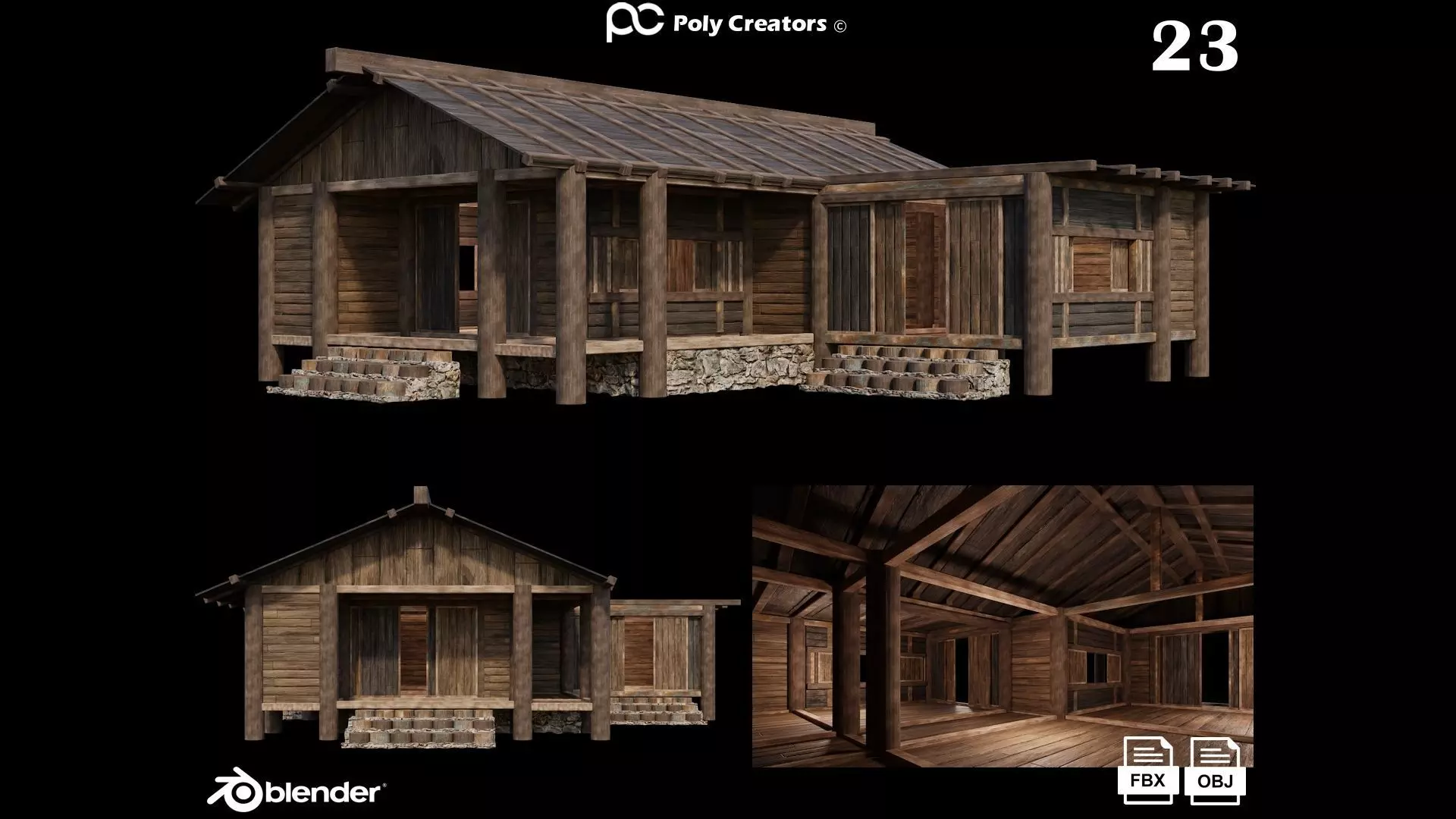 Medieval Houses 23- 4K Textures Game Ready Low-poly 3D model_0