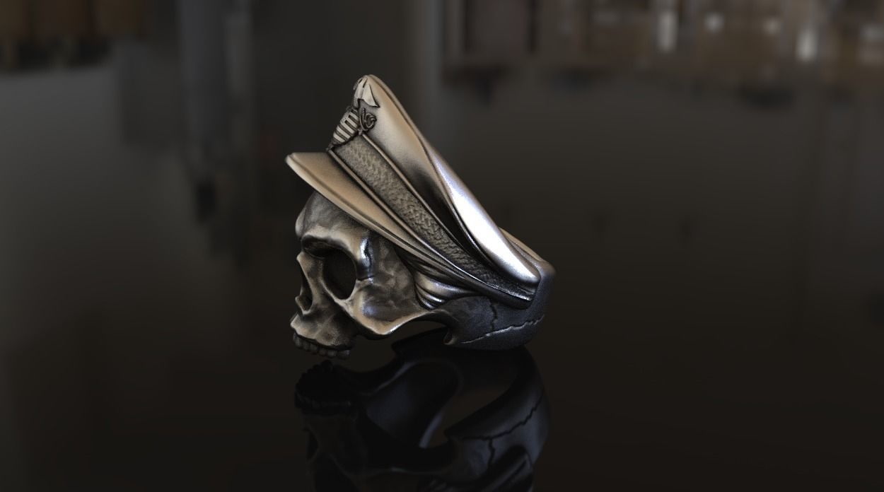 US Marine Veteran Skull Ring Stl 3D Model Silver Casting 3D print model_5