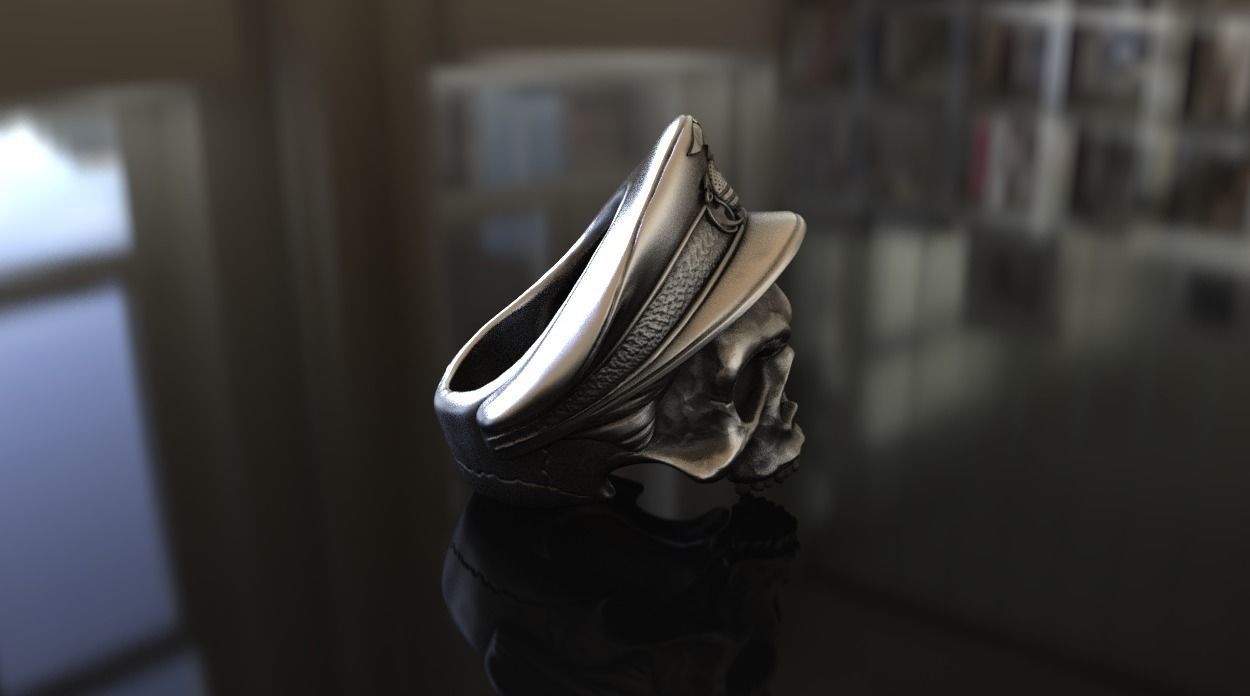 US Marine Veteran Skull Ring Stl 3D Model Silver Casting 3D print model_7