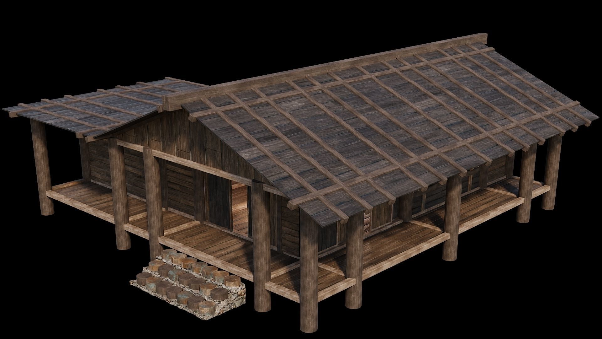 Medieval Houses 24- 4K Textures Game Ready Low-poly 3D model_3