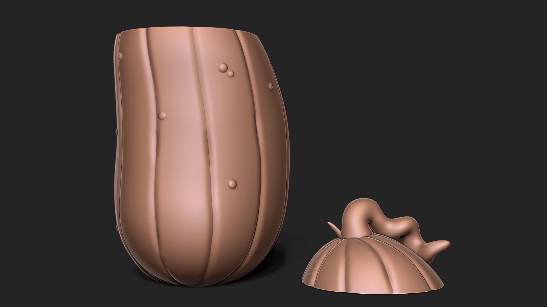 Halloween Pumpkin with cap 3D print model_7