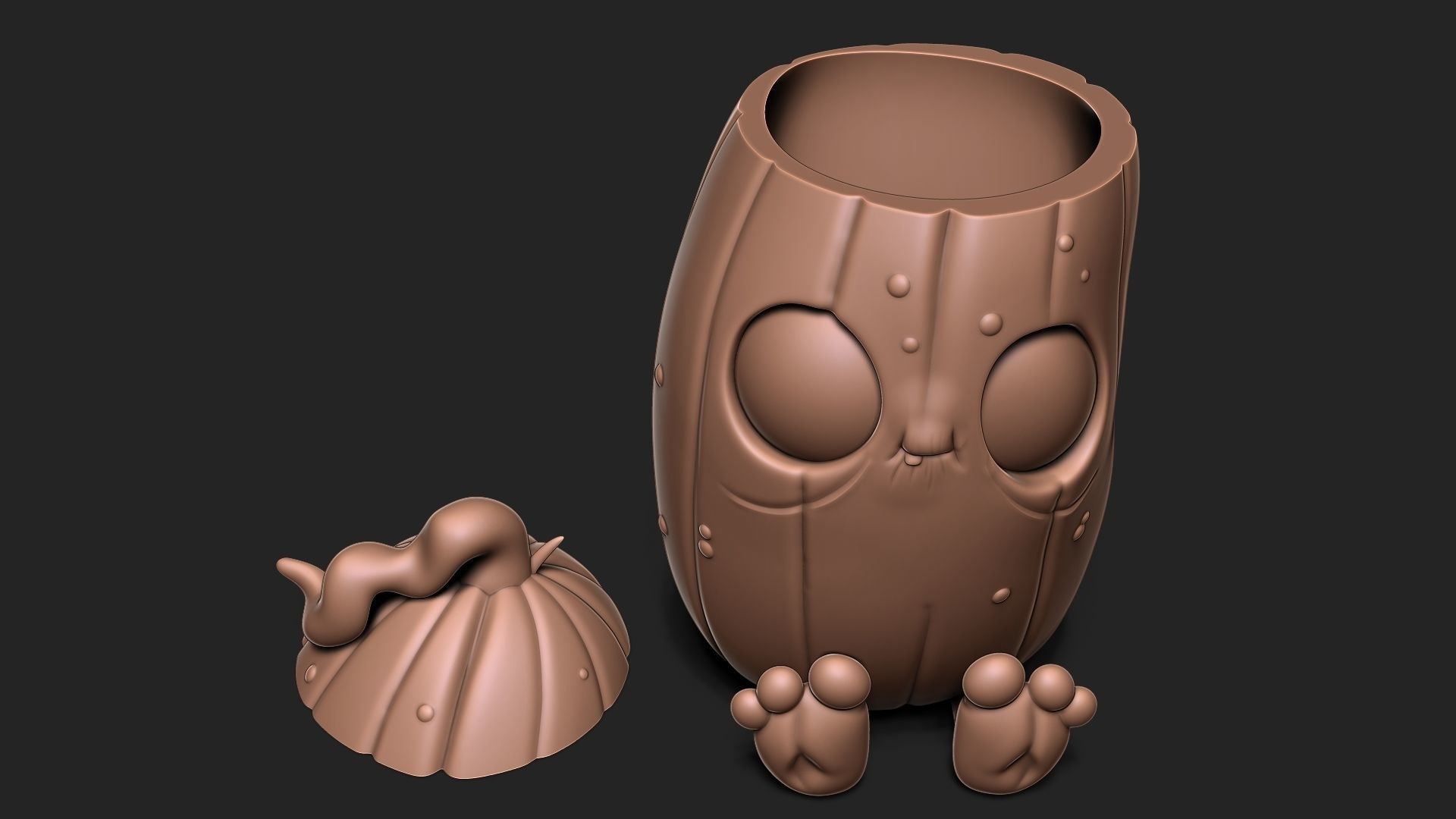 Halloween Pumpkin with cap 3D print model_5