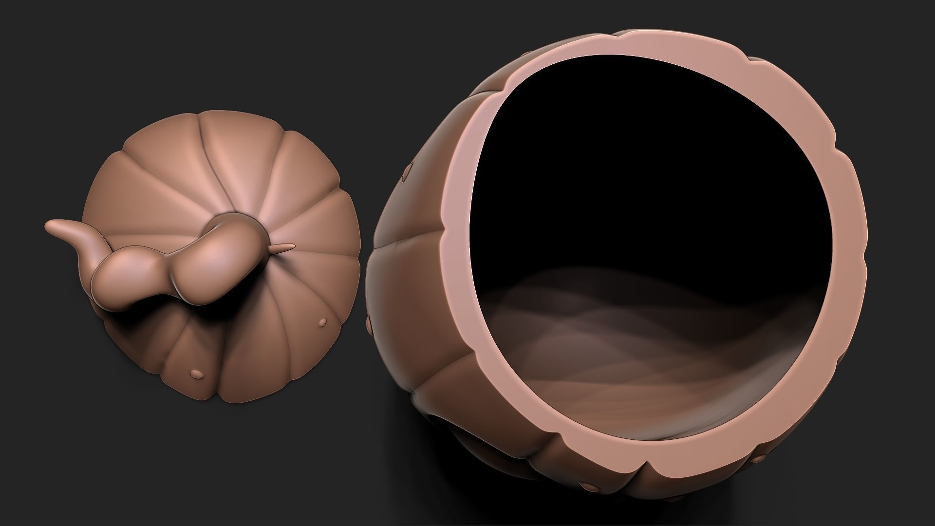 Halloween Pumpkin with cap 3D print model_6