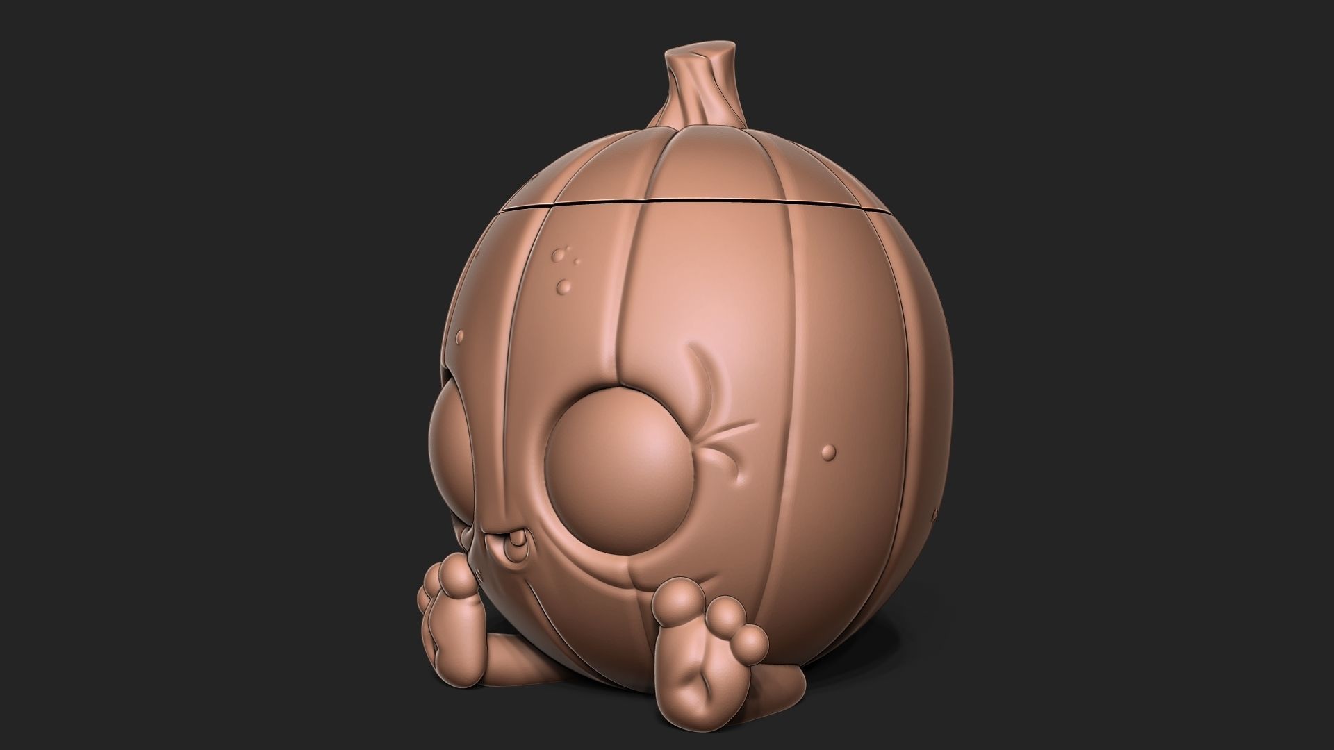 Halloween Pumpkin with cap 3D print model_3