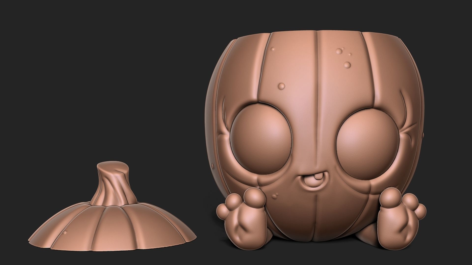 Halloween Pumpkin with cap 3D print model_7