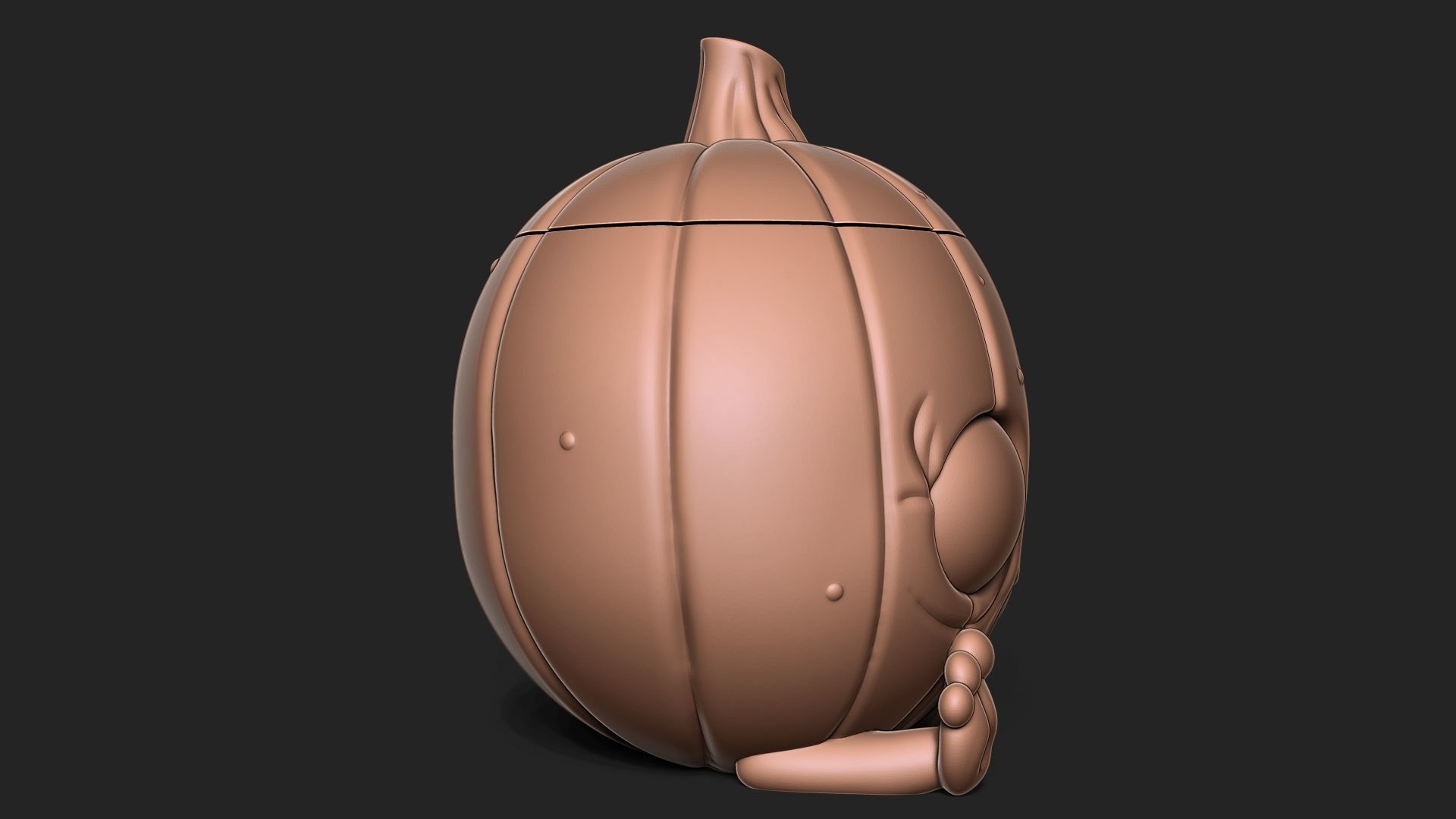 Halloween Pumpkin with cap 3D print model_6