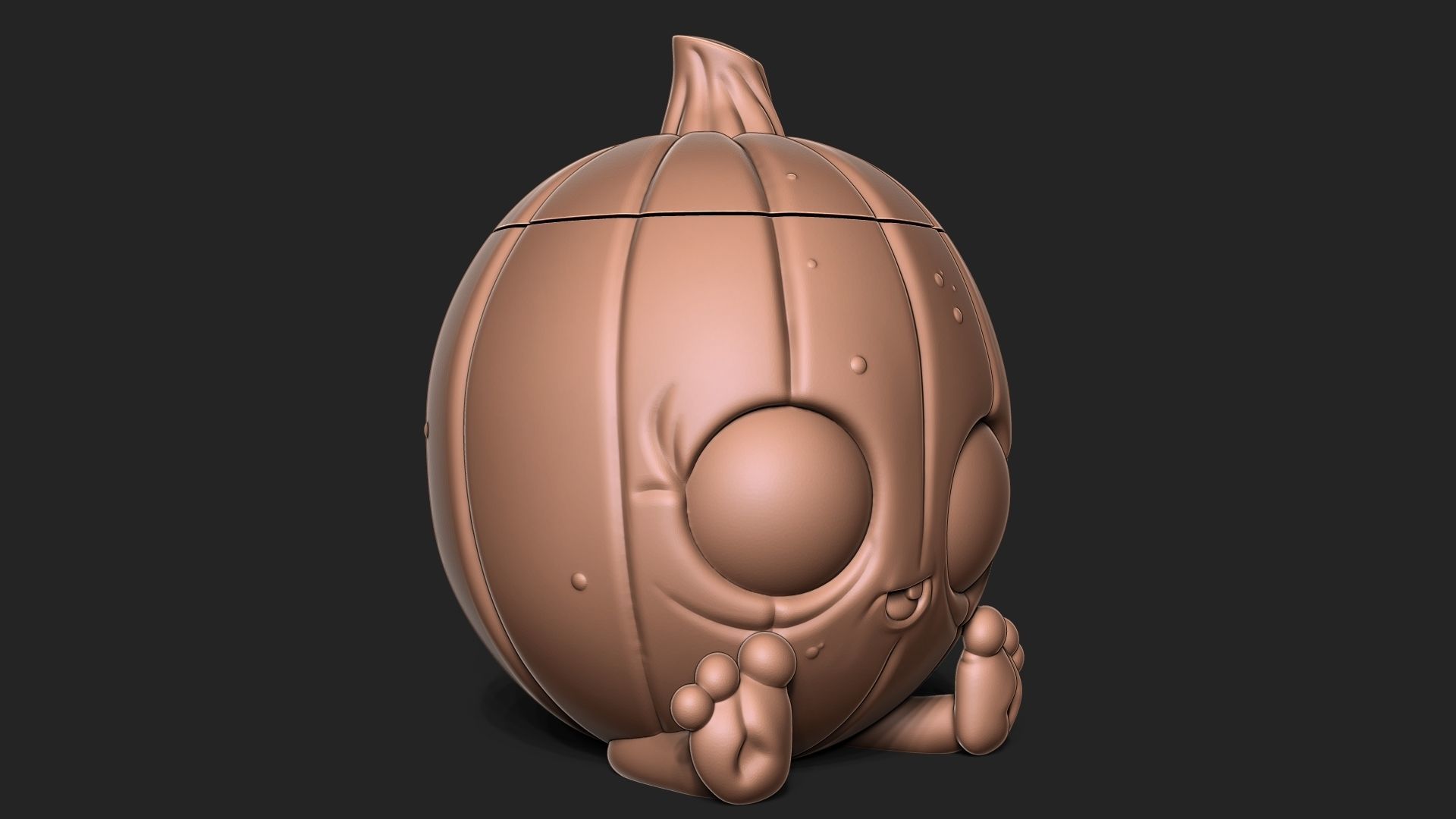 Halloween Pumpkin with cap 3D print model_2