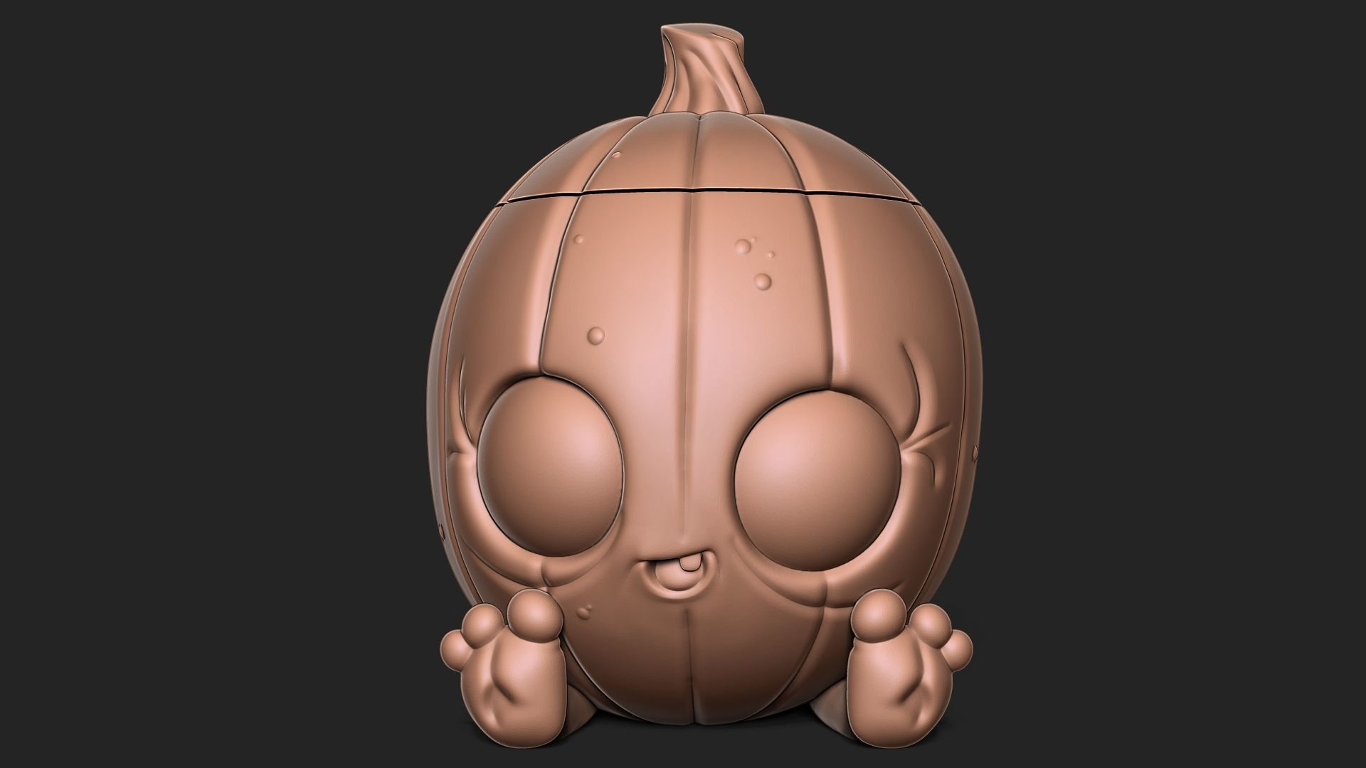 Halloween Pumpkin with cap 3D print model_1