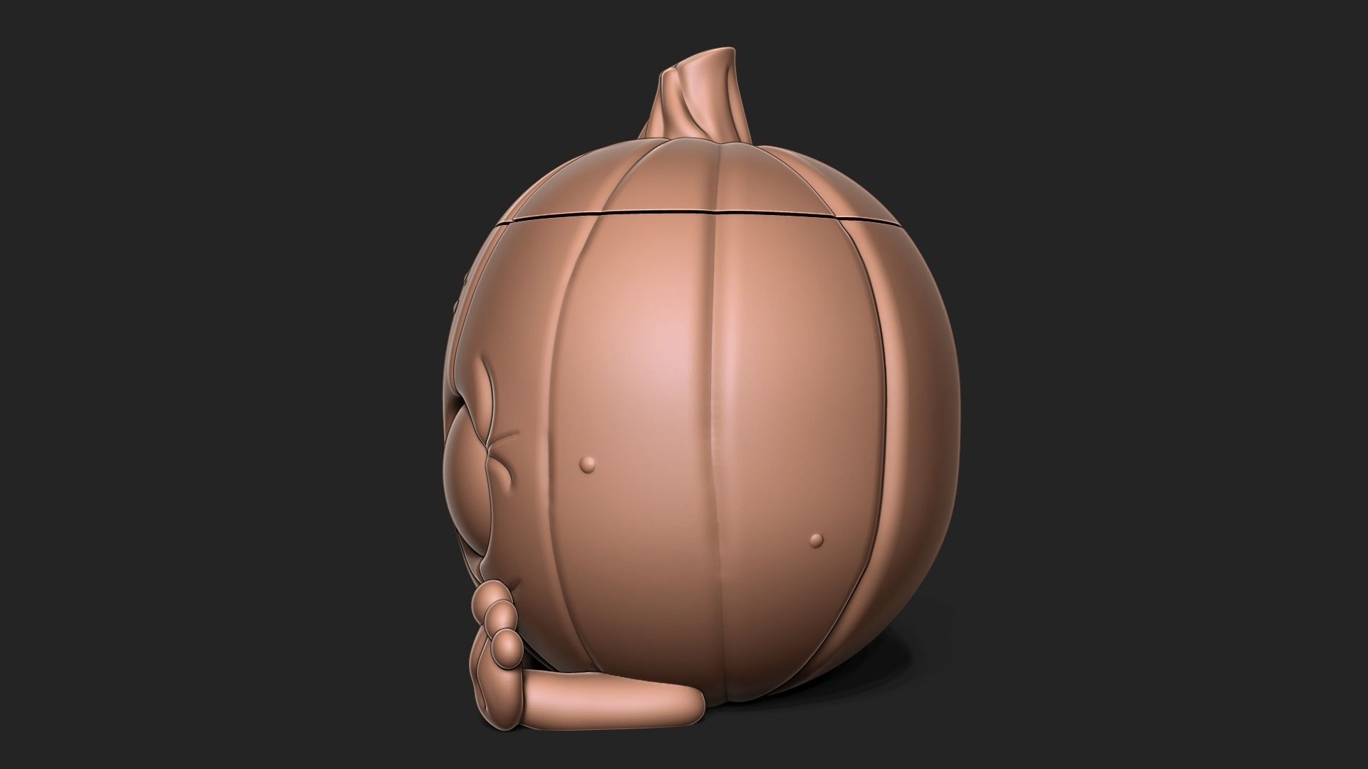 Halloween Pumpkin with cap 3D print model_5