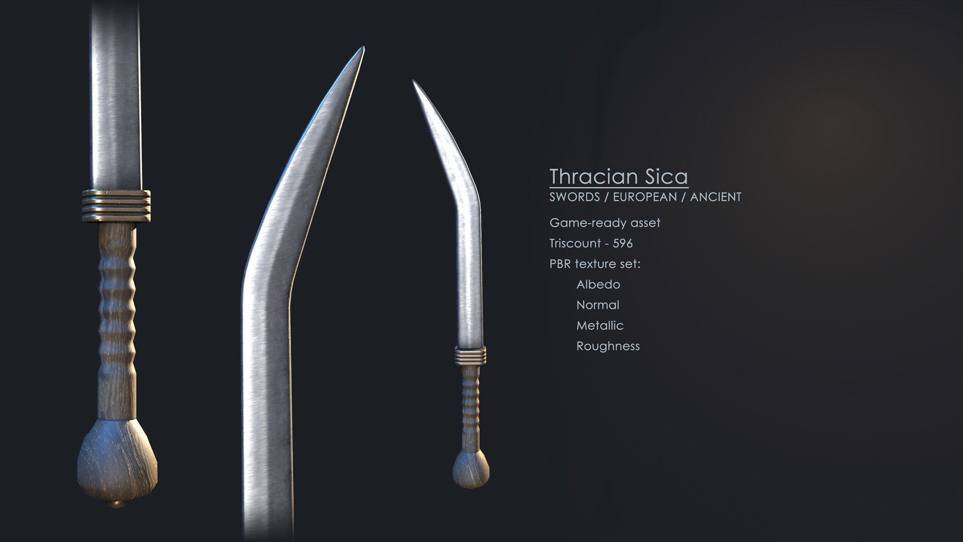 Thracian Sica Low-poly 3D model_1