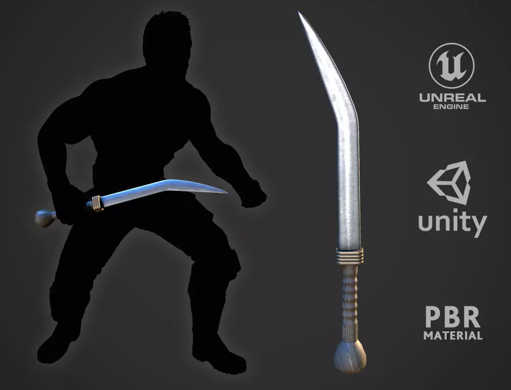 Thracian Sica Low-poly 3D model_0