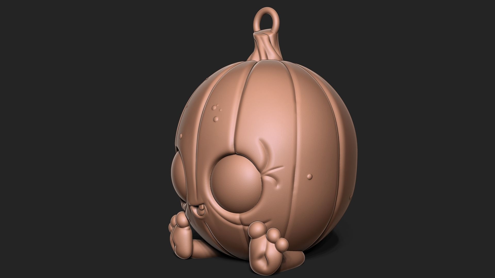 Halloween Pumpkin keychain 3D print model_2