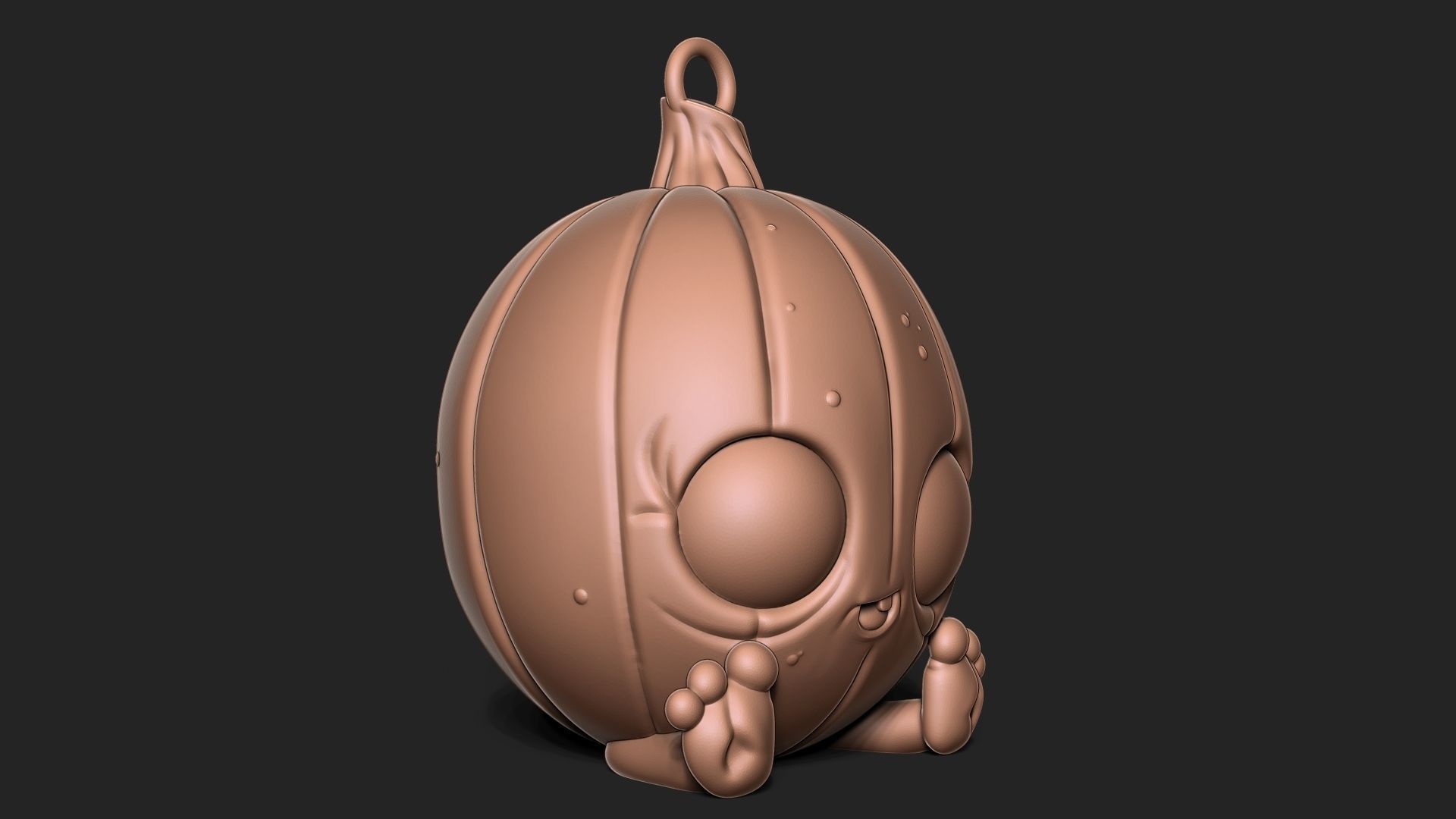 Halloween Pumpkin keychain 3D print model_1