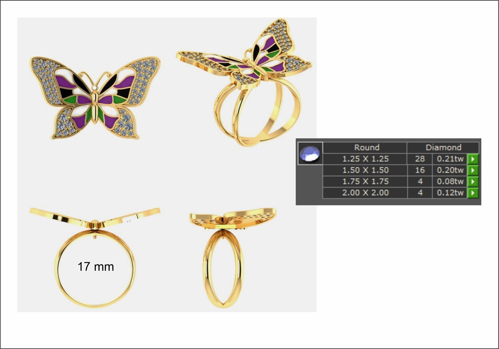 Butterfly Ring 3D print model_1