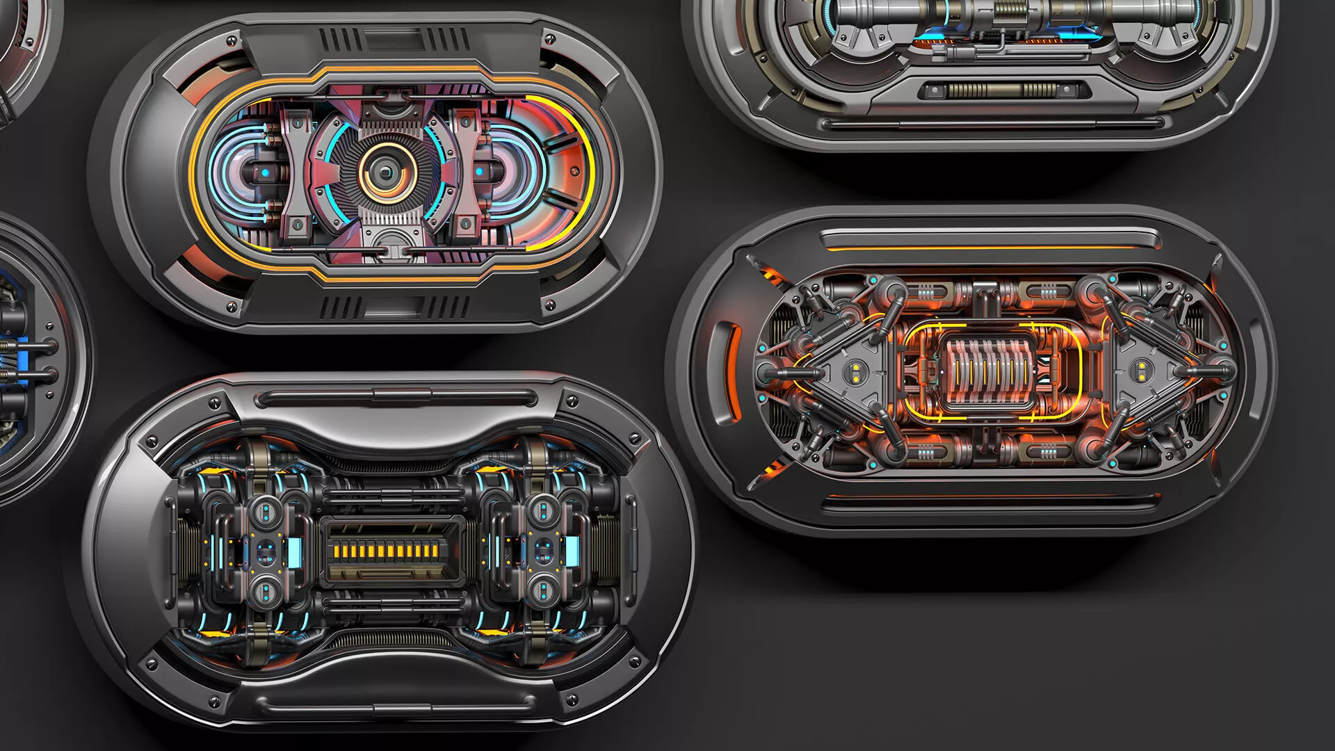 Sci-Fi Kitbash Hard Surface subdivision ready 3D model