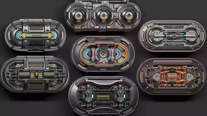 Sci-Fi Kitbash Hard Surface subdivision ready 3D model