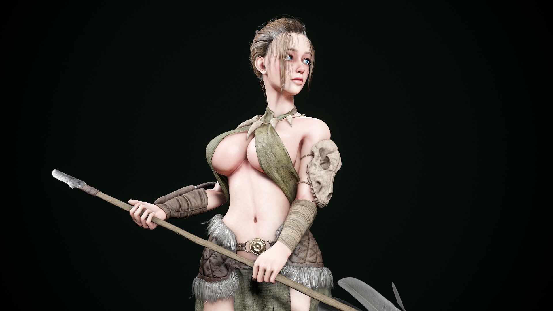 Female Hunter Low-poly 3D model_21