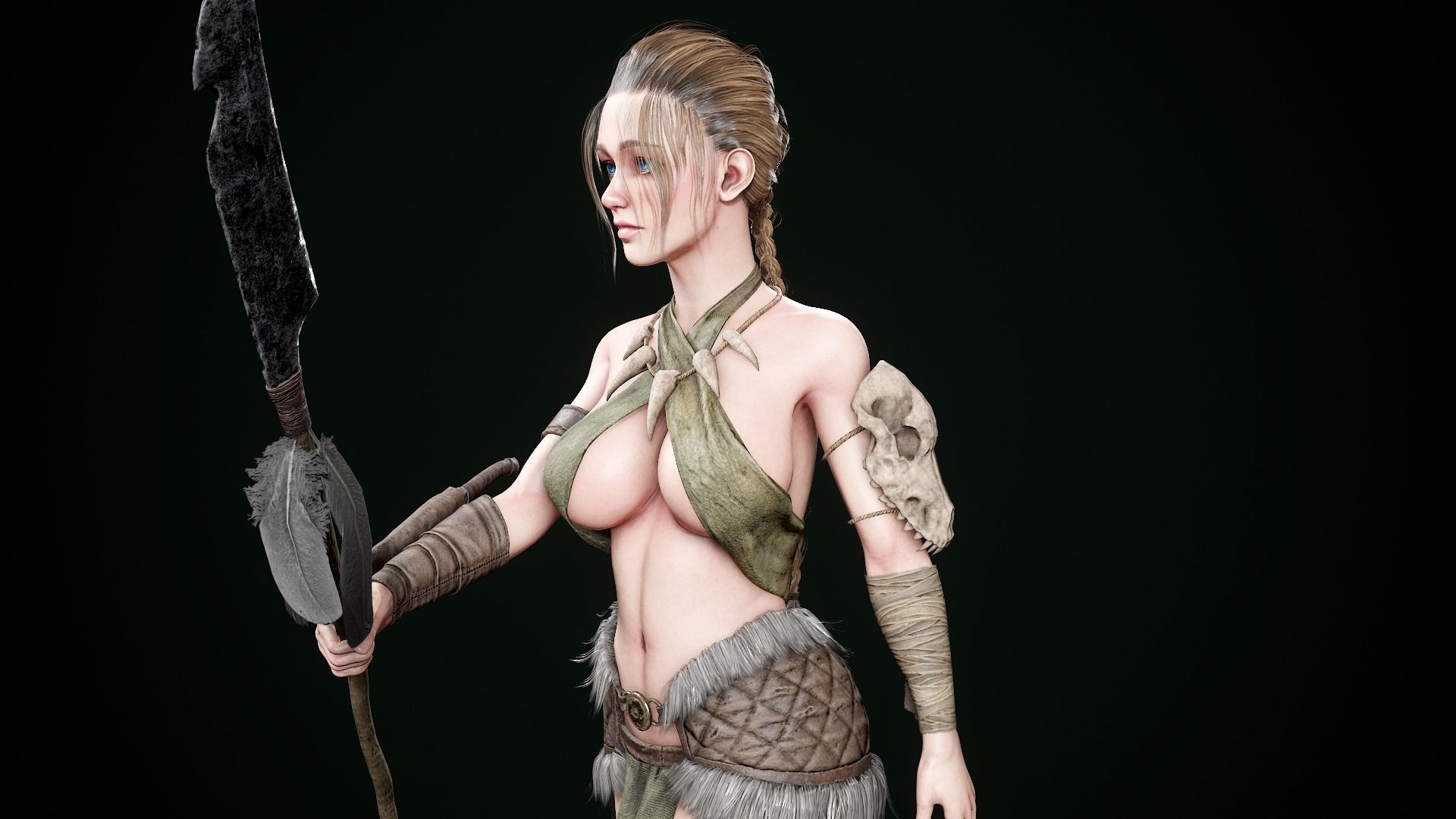 Female Hunter Low-poly 3D model_14