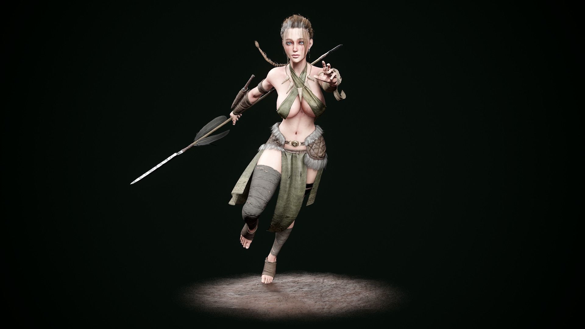Female Hunter Low-poly 3D model_18