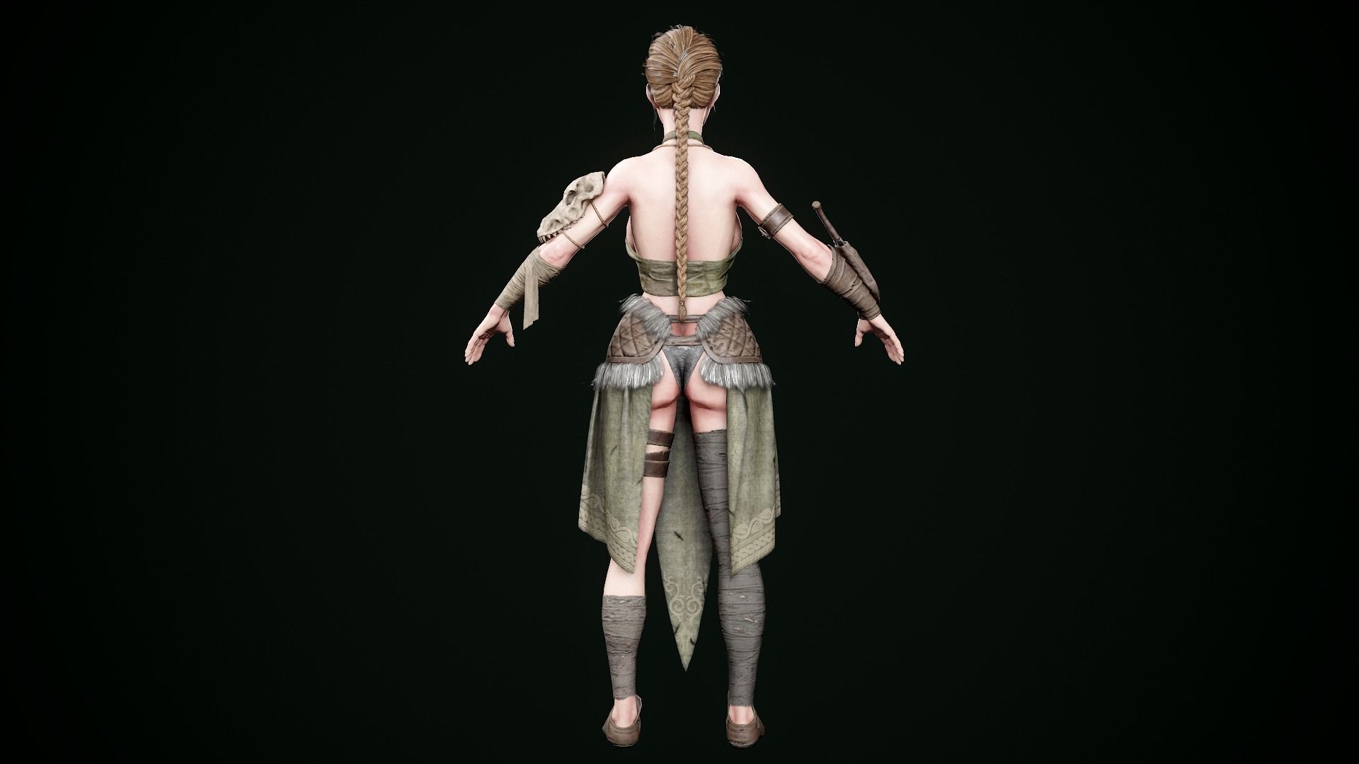 Female Hunter Low-poly 3D model_28