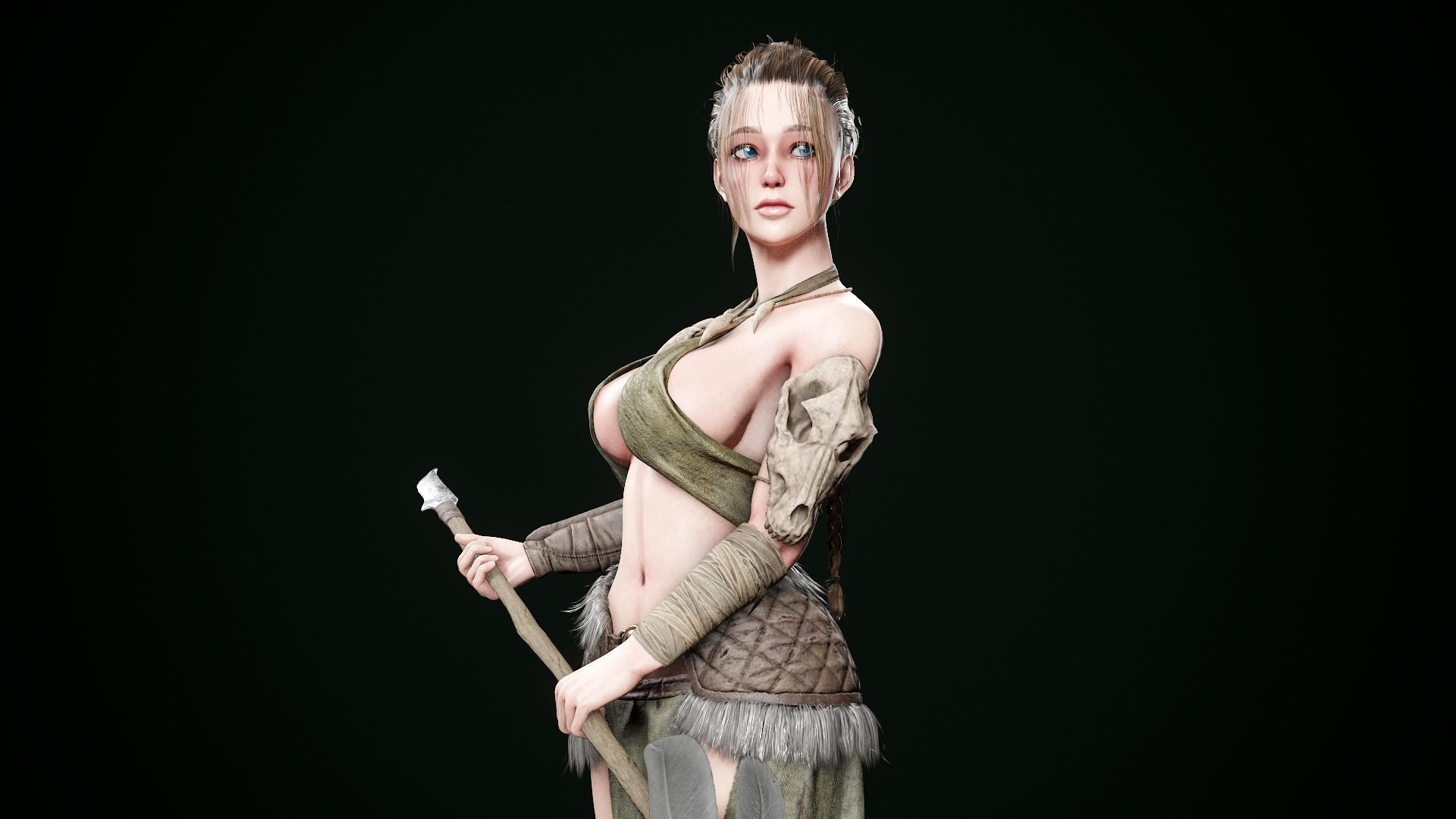 Female Hunter Low-poly 3D model_20