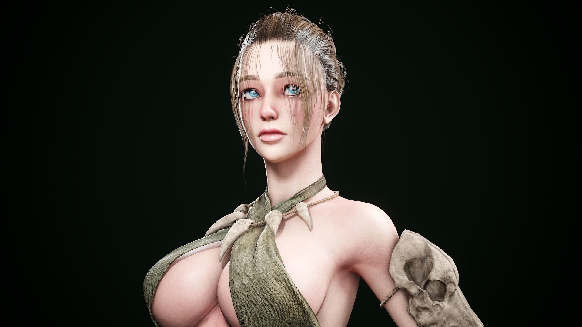 Female Hunter Low-poly 3D model_9