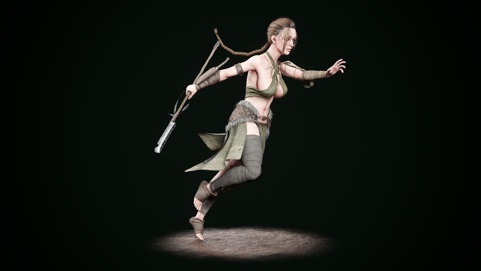 Female Hunter Low-poly 3D model_19