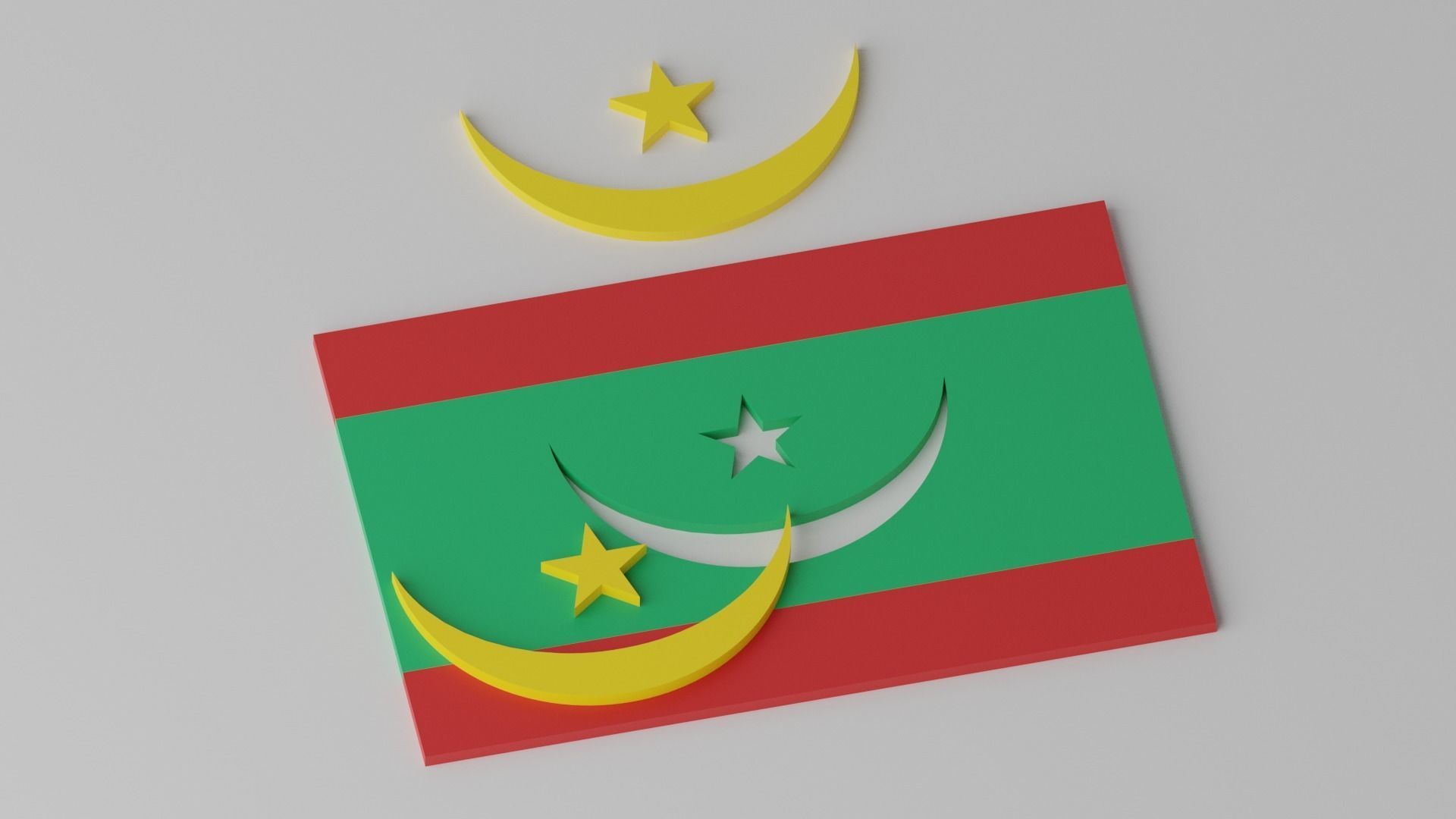 Islamic Muslim Countries Flags Collection Low-poly 3D model_5