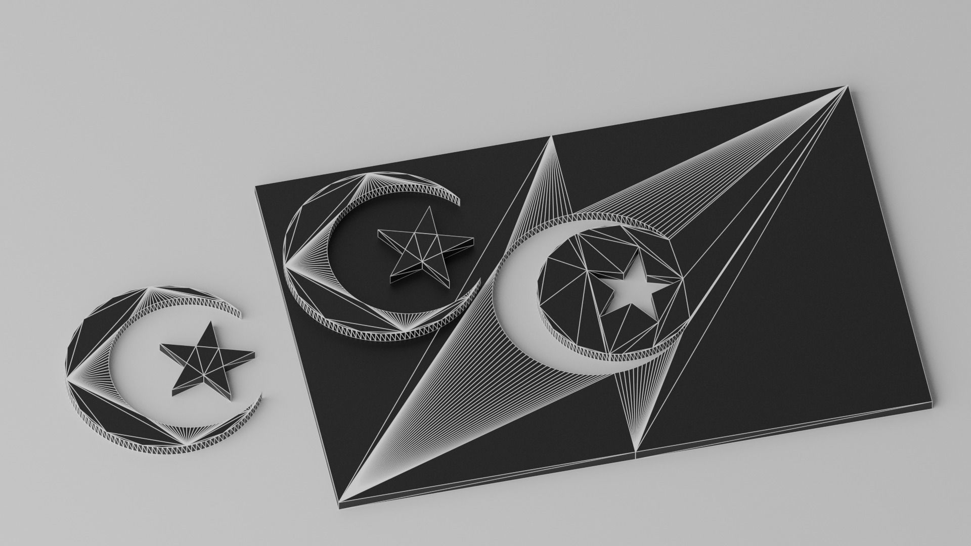 Islamic Muslim Countries Flags Collection Low-poly 3D model_10