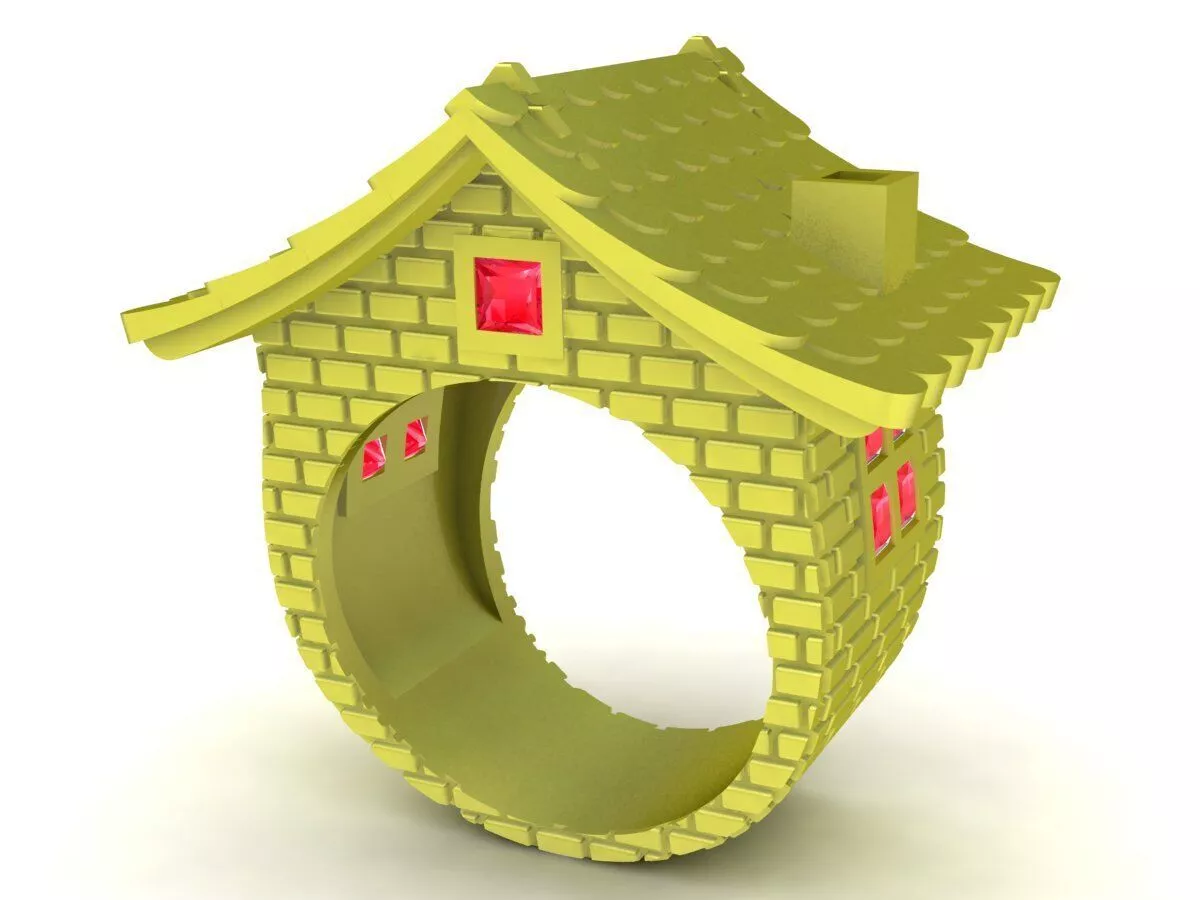 Creative House Shape Ring Jewelry Design 4004 3D print model