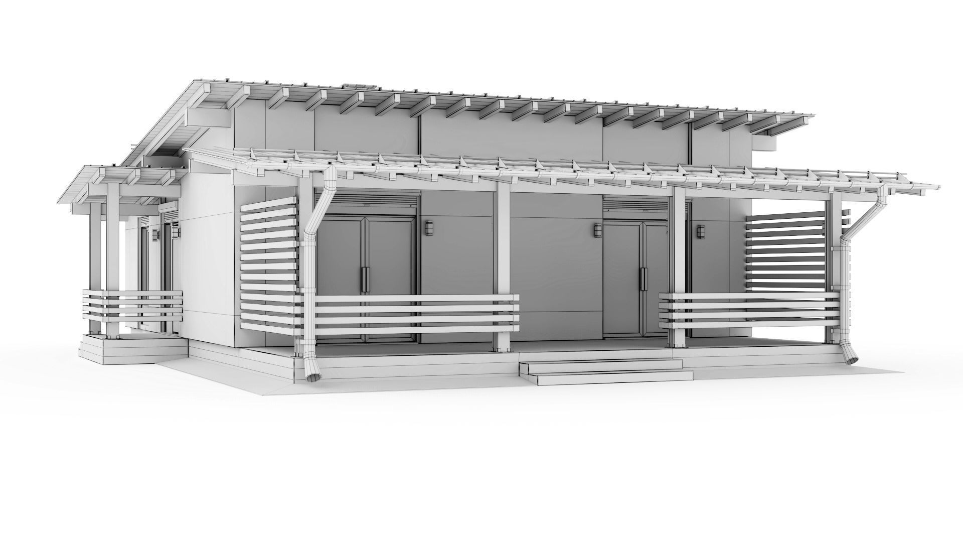 One-story cottage with a large terrace 3D model_57