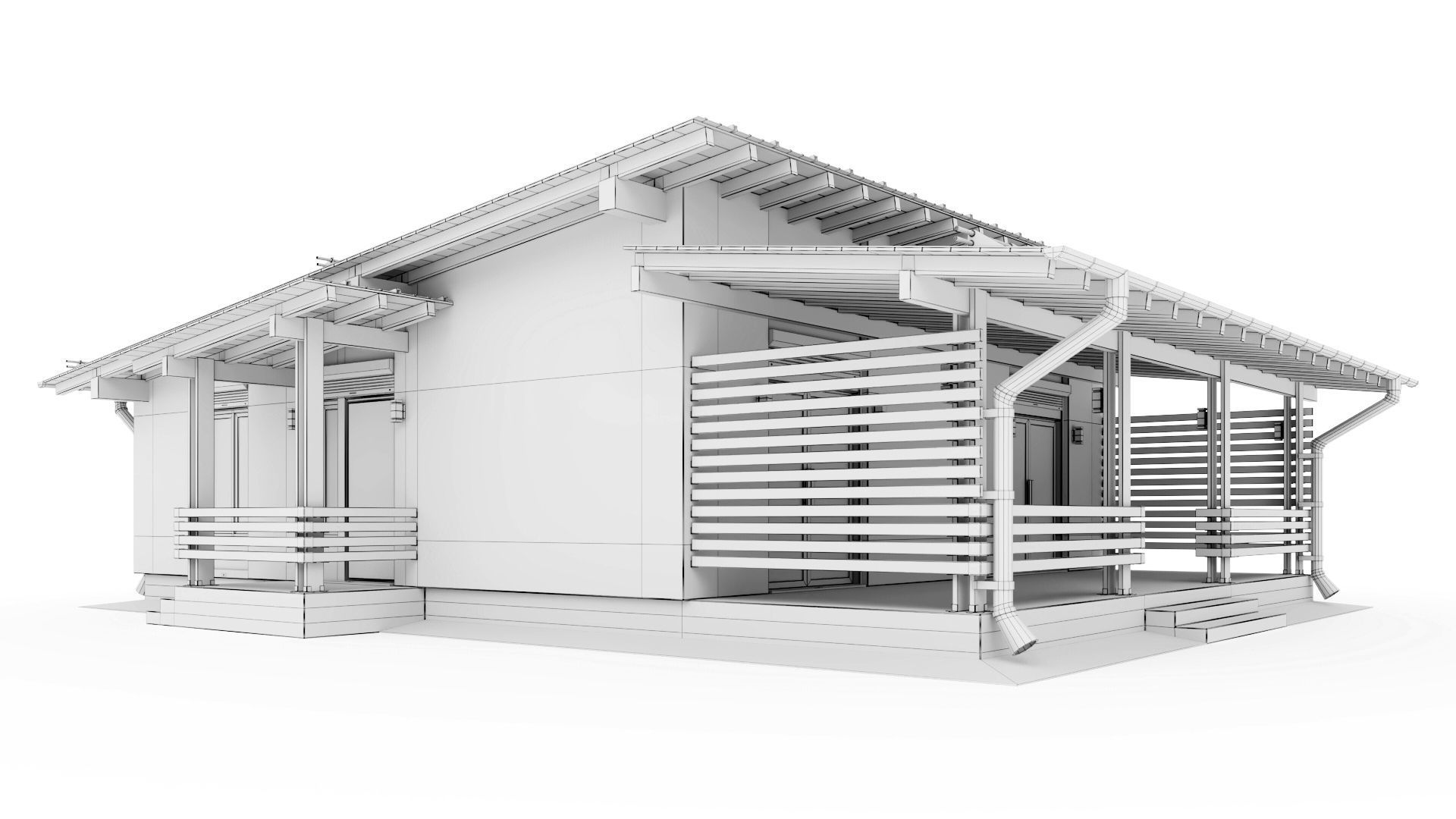 One-story cottage with a large terrace 3D model_43