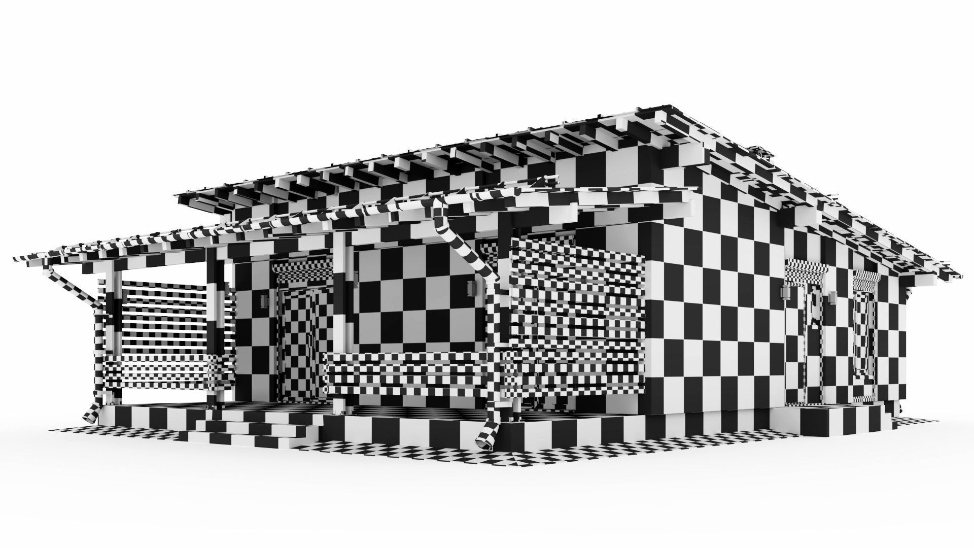 One-story cottage with a large terrace 3D model_26