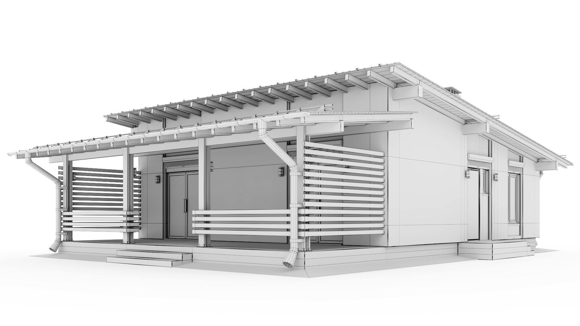 One-story cottage with a large terrace 3D model_50