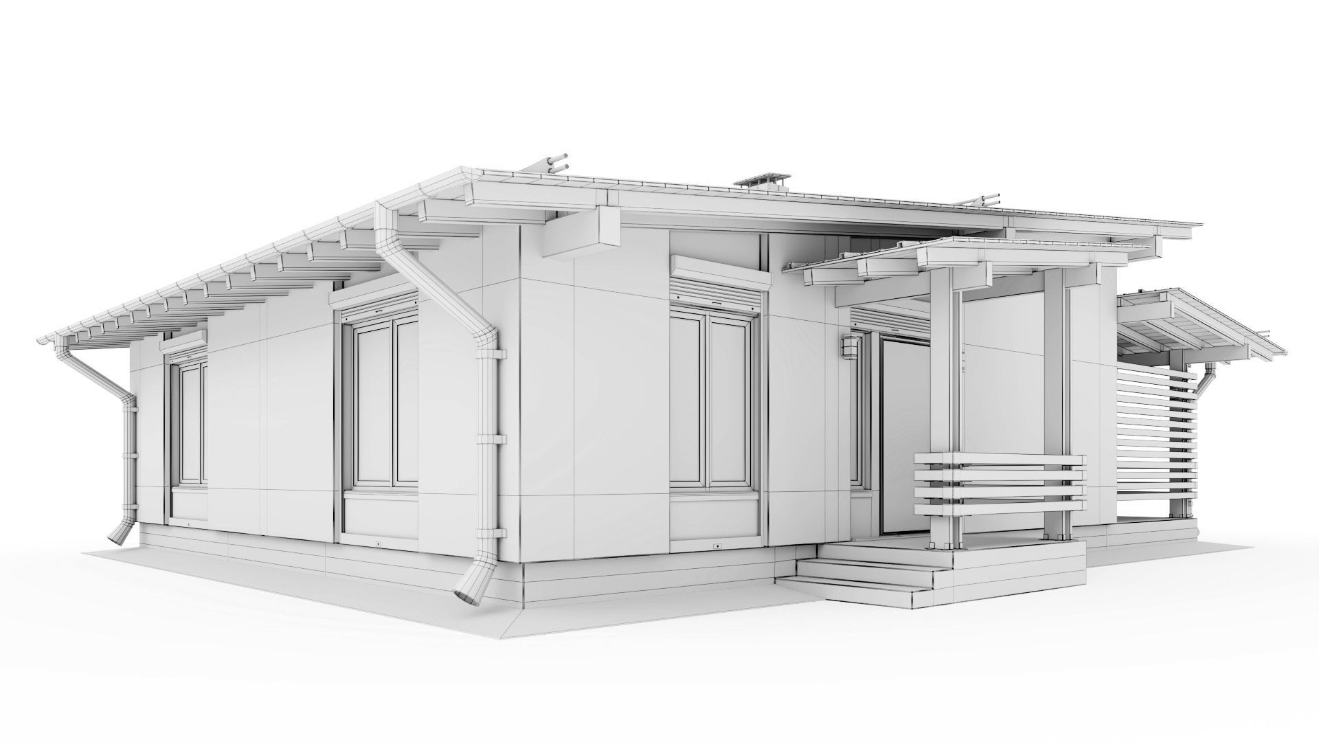 One-story cottage with a large terrace 3D model_45