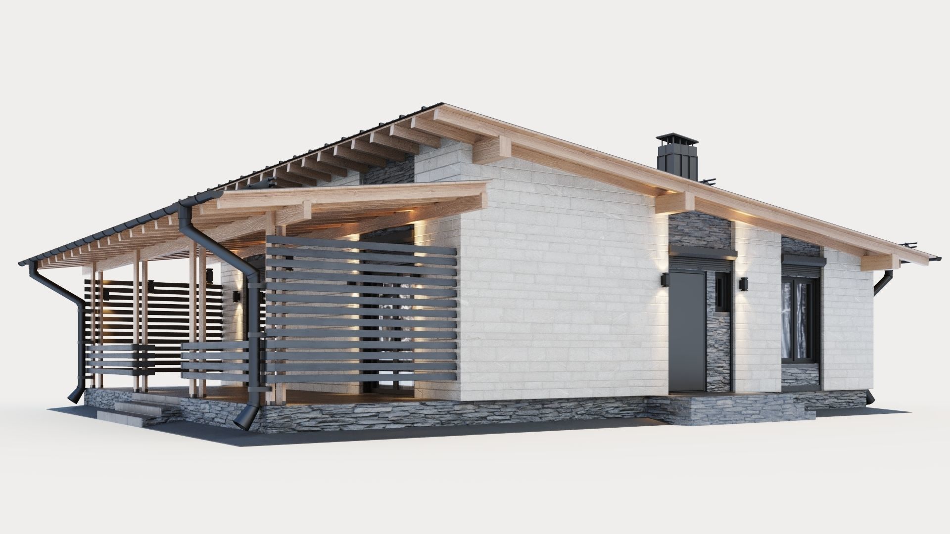 One-story cottage with a large terrace 3D model_6