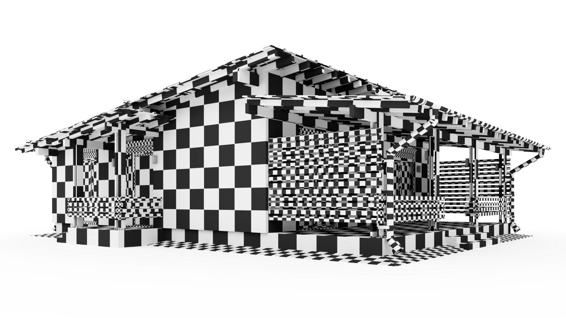 One-story cottage with a large terrace 3D model_19