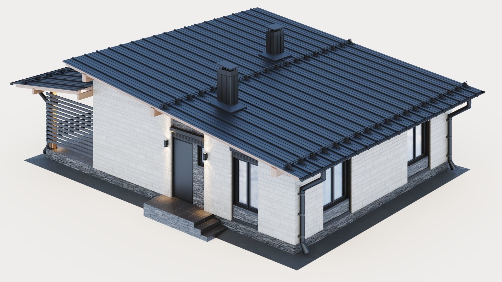 One-story cottage with a large terrace 3D model_11