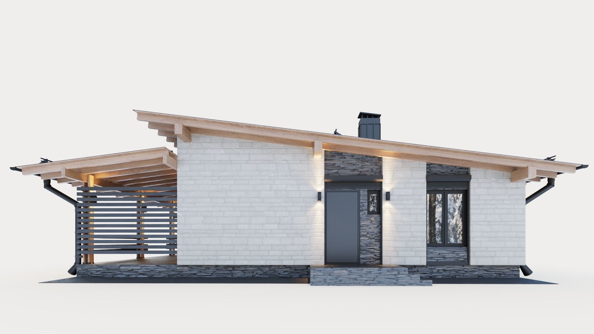 One-story cottage with a large terrace 3D model_5