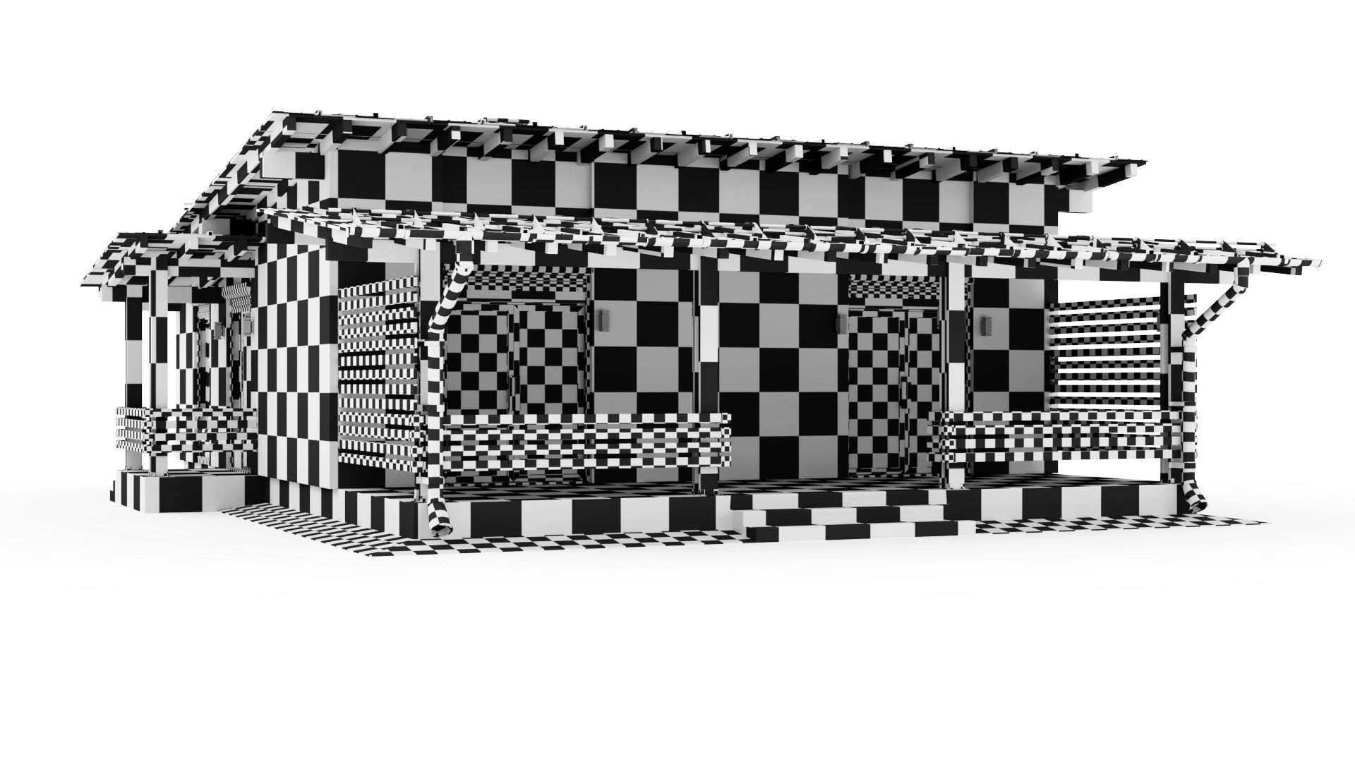 One-story cottage with a large terrace 3D model_33