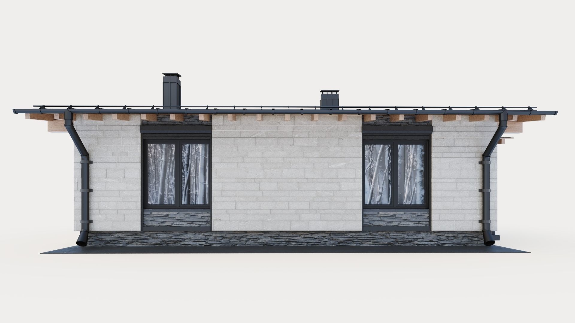 One-story cottage with a large terrace 3D model_3