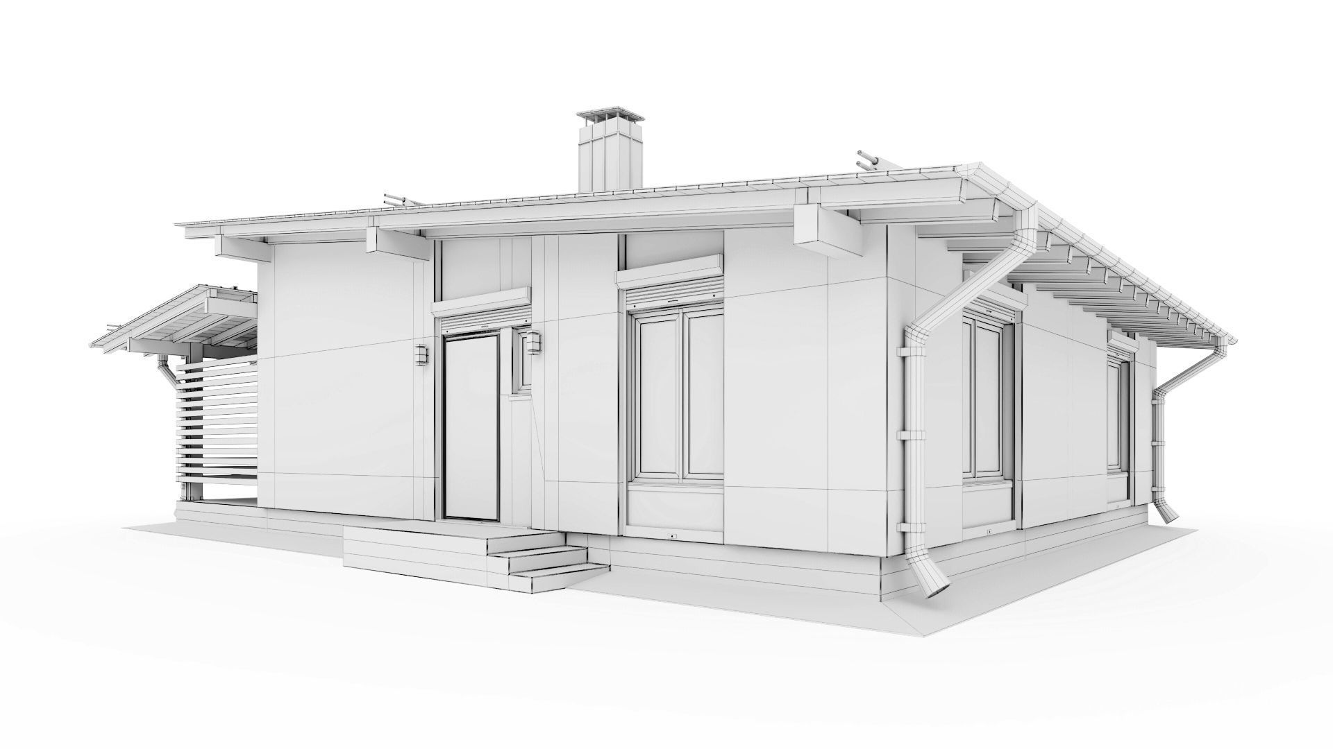 One-story cottage with a large terrace 3D model_47