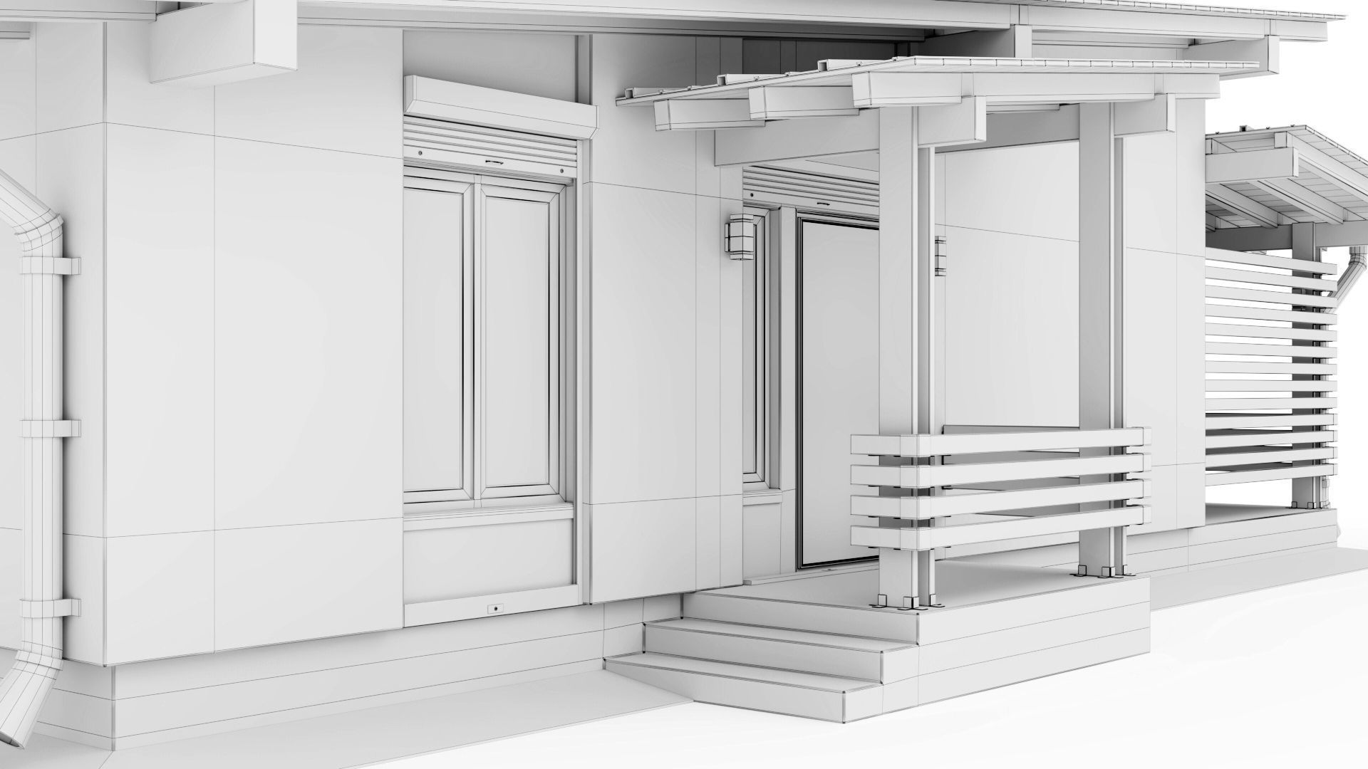 One-story cottage with a large terrace 3D model_58