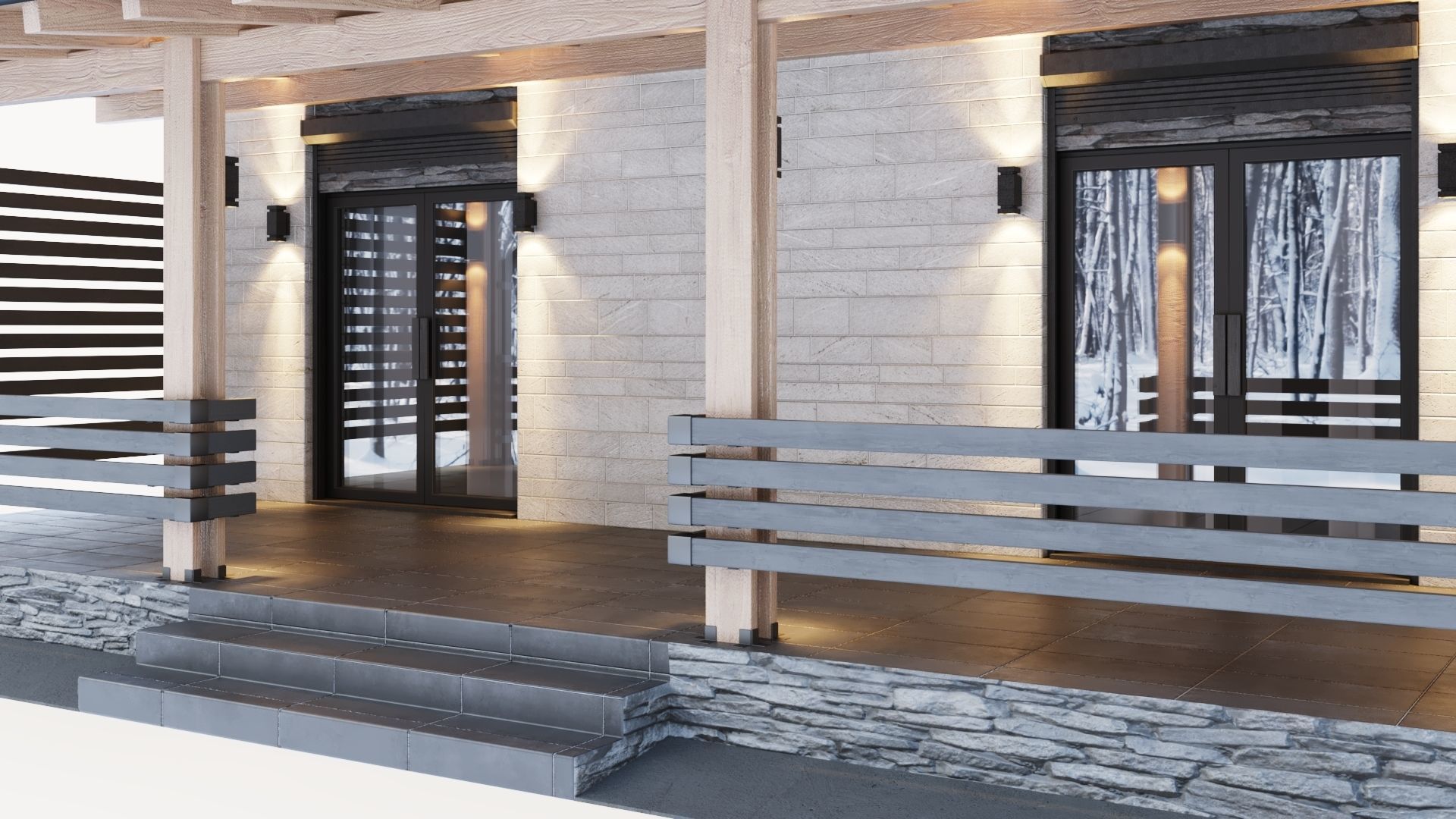 One-story cottage with a large terrace 3D model_17